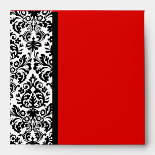 BLACK AND WHITE ART NOUVEAU DAMASK Red Envelopes