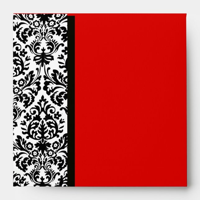 BLACK AND WHITE ART NOUVEAU DAMASK Red Envelopes (Front)