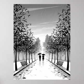 Black and White Art Prints, Modern, Scenery, Moody Poster