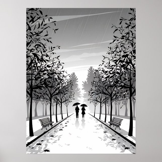 Black and White Art Prints, Modern, Scenery, Moody Poster (Front)
