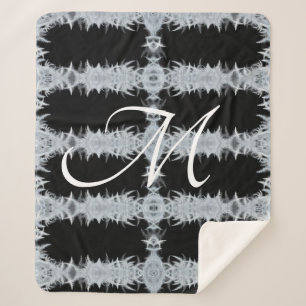 Black and White ArtDeco Graphic Monogram Sherpa Blanket
