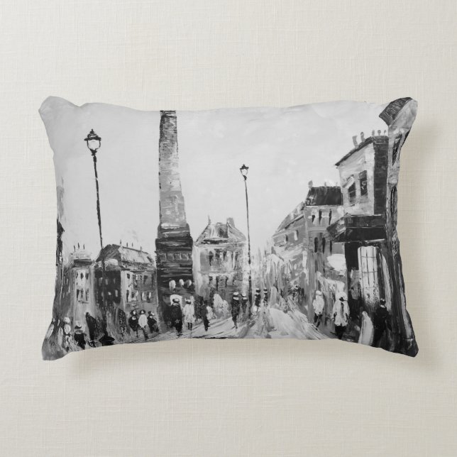 Black and white artistic paintings. accent pillow (Front)