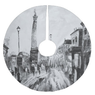 Black and white artistic paintings. brushed polyester tree skirt