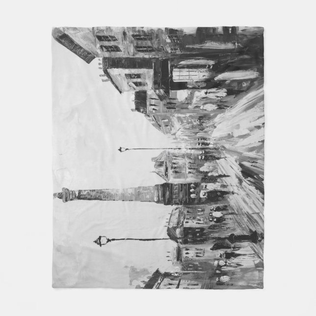 Black and white artistic paintings. fleece blanket (Front)