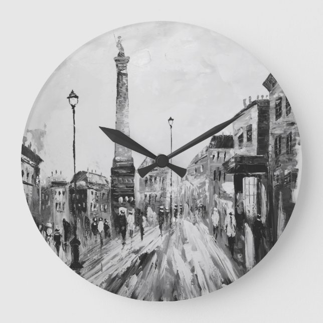 Black and white artistic paintings. large clock (Front)
