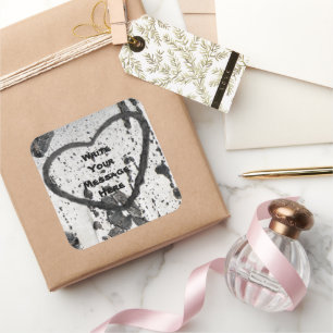 Black and White Aspen Tree Bark Photo Custom Square Sticker