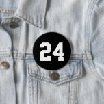Black and White Athlete Jersey Number 3 Inch Round Button<br><div class="desc">Cheer on your favourite sports team, football player or just show off your school pride with a custom personalized spirit button! Personalize with a player's jersey number or other custom text. Perfect for football, basketball, baseball and soccer games! Create custom pins for the whole team, cheerleaders, parents and siblings to...</div>