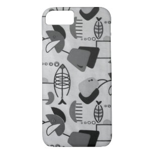 Black and White Atomic Pattern iPhone 7 Case