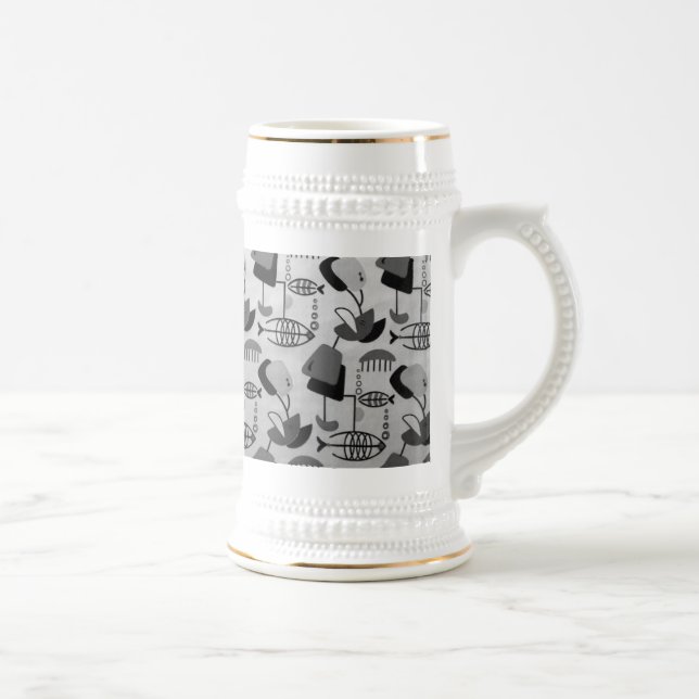 Black and White Atomic Pattern Stein (Right)
