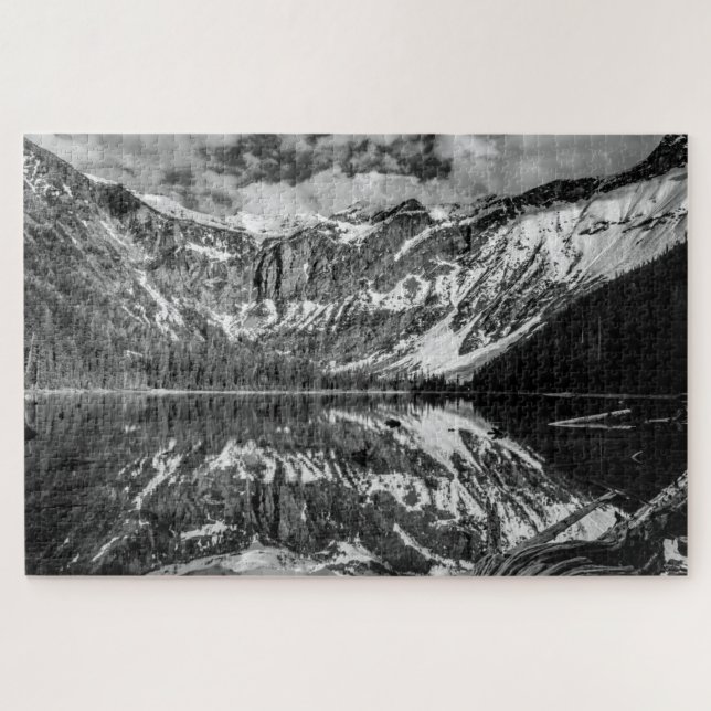 Black and White Avalanche Lake Jigsaw Puzzle (Horizontal)