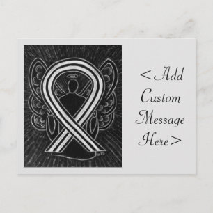 Black and White Awareness Ribbon Angel  Postcard