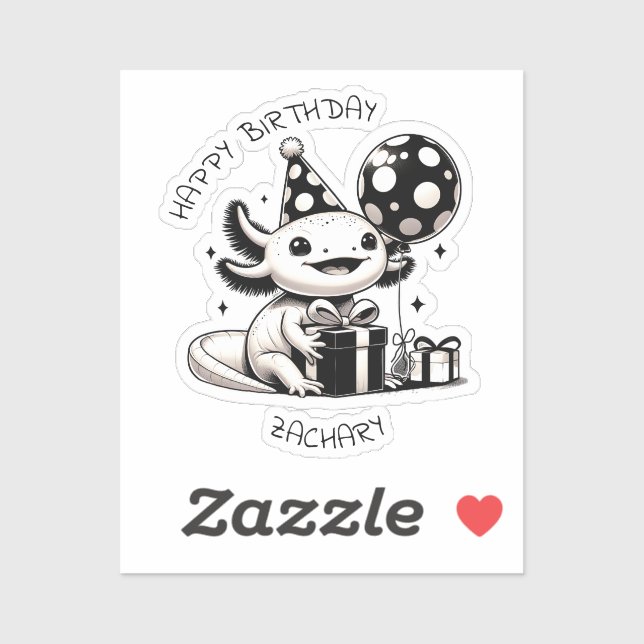 Black and White Axolotl Birthday Party Personalize (Sheet)