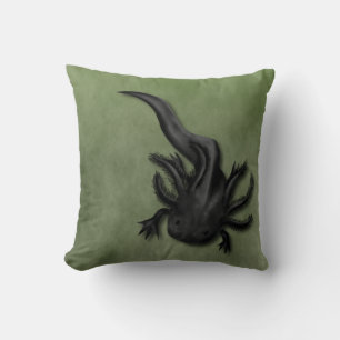 Black and White Axolotls Art Throw Pillow