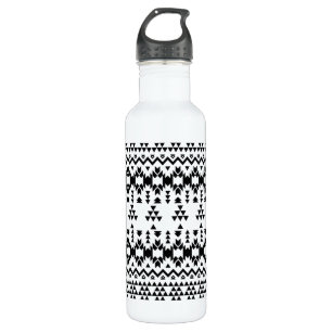 Black and White Aztec geometric vector pattern 710 Ml Water Bottle