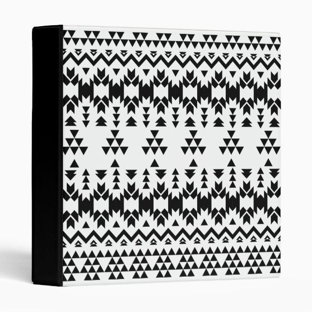 Black and White Aztec geometric vector pattern Binder (Front/Spine)