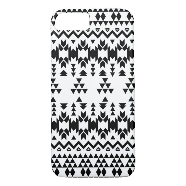 Black and White Aztec geometric vector pattern Case-Mate iPhone Case (Back)