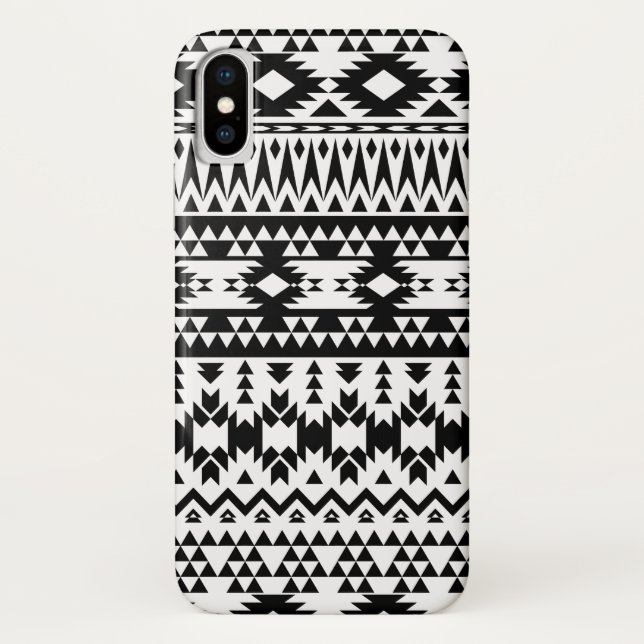 Black and White Aztec geometric vector pattern Case-Mate iPhone Case (Back)