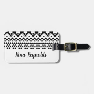 Black and White Aztec geometric vector pattern Luggage Tag