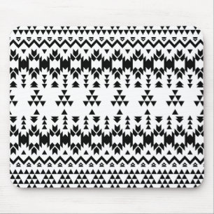Black and White Aztec geometric vector pattern Mouse Pad