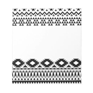Black and White Aztec geometric vector pattern Notepad