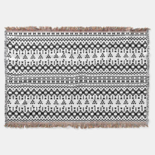 Black and White Aztec geometric vector pattern Throw Blanket