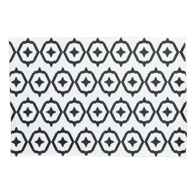 Black and White Aztec Ikat Pillowcase (Front)