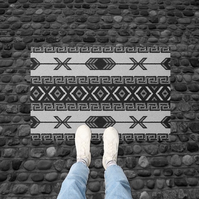 Black And White Aztec Pattern Southwest Tribal Doormat (Creator Uploaded)