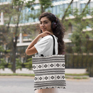 Black And White Aztec Tote Bag