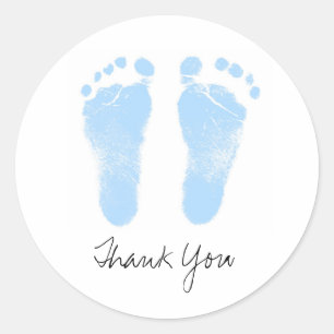 Black and White Baby Footprints Classic Round Sticker