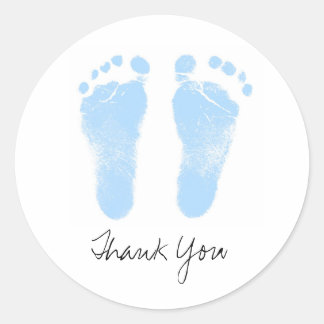 Black and White Baby Footprints Classic Round Sticker