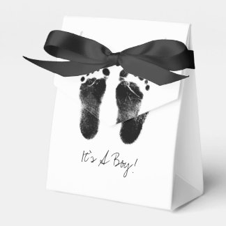 Black and White Baby Footprints Favor Box