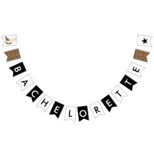 Black and white BACHELORETTE PARTY Bunting Flags