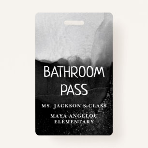 Black and White Back To School Bathroom Hall Pass Badge