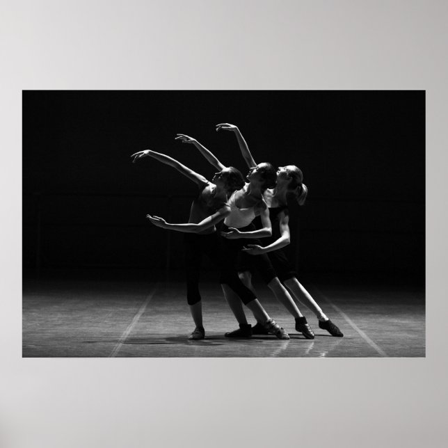 Black and White Ballet Photo of Ballerinas Poster (Front)