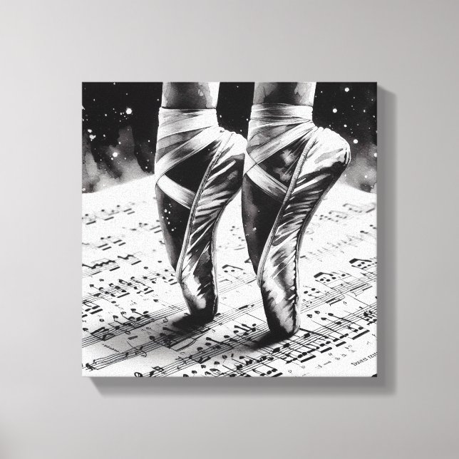 Black and White Ballet Slippers Stretched Canvas (Front)