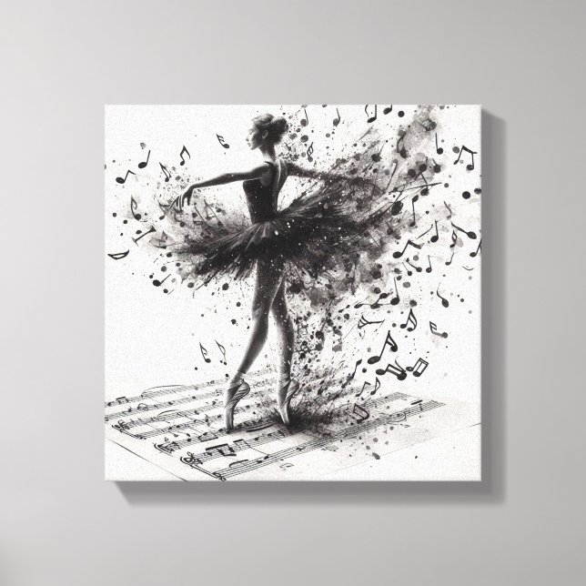 Black and White Ballet Slippers Stretched Canvas (Front)