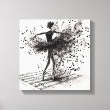 Black and White Ballet Slippers Stretched Canvas