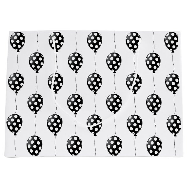 Black and White Balloons Birthday Large Gift Bag (Front)