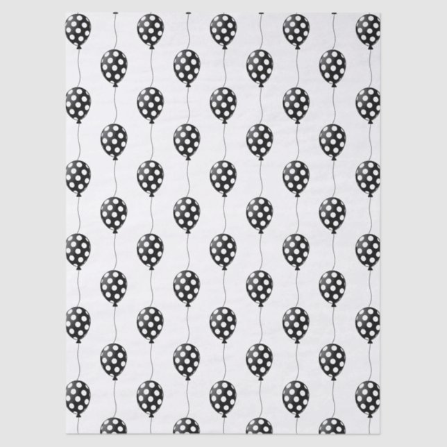 Black and White Balloons Birthday Tissue Paper (Front)