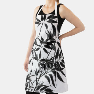 Black and White Bamboo Plant Apron