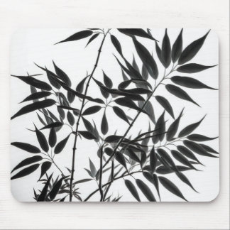 Black and White Bamboo Plant Mouse Pad