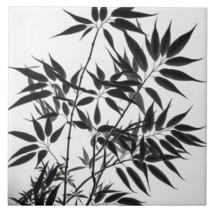 Black and White Bamboo Plant Tile