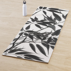 Black and White Bamboo Plant Yoga Mat
