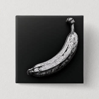 Black and White Banana 2 Inch Square Button