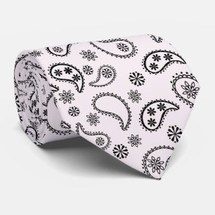 Black and White Bandana Print Necktie