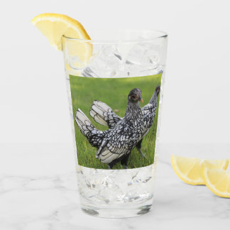 Black and White Bantam Chicken Collectors Beverage Glass