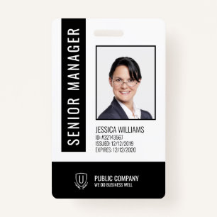 Black and White Barcode Staff Employee ID Badge