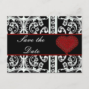 Black and White Baroque Save theDate Post Card