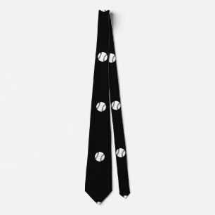 Black and White Baseball Motif Pattern Tie