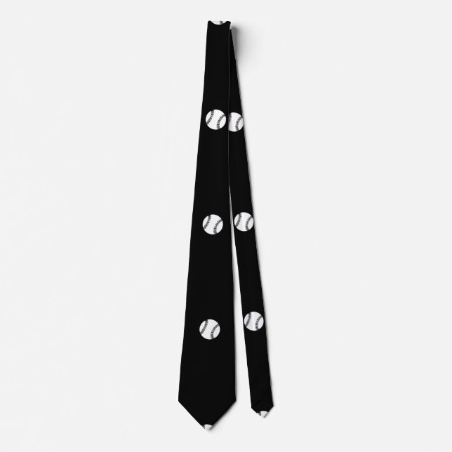 Black and White Baseball Motif Pattern Tie (Front)